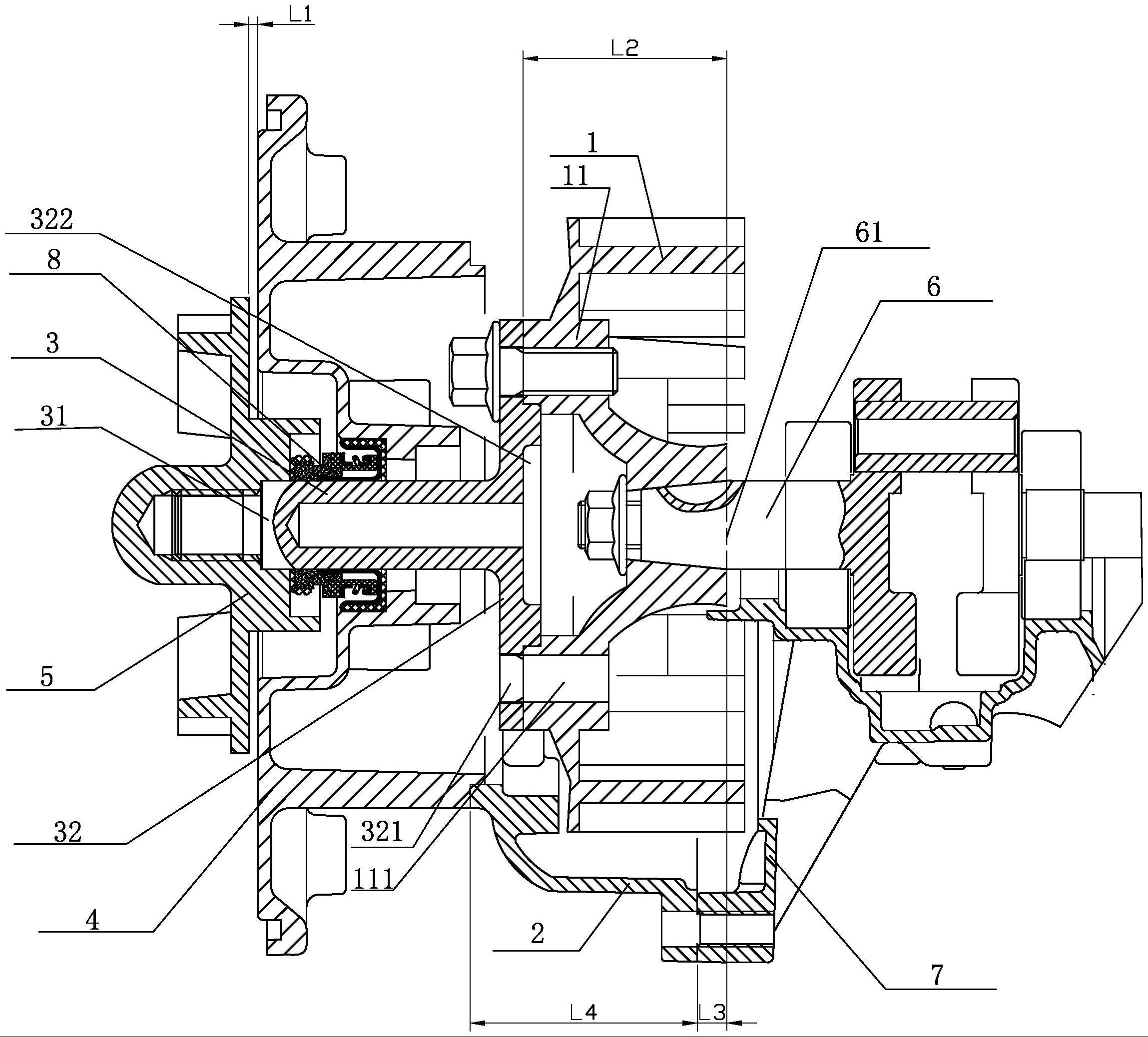 通用型汽油机装配水泵的动力输出辅助组件及汽油机水泵的制作方法