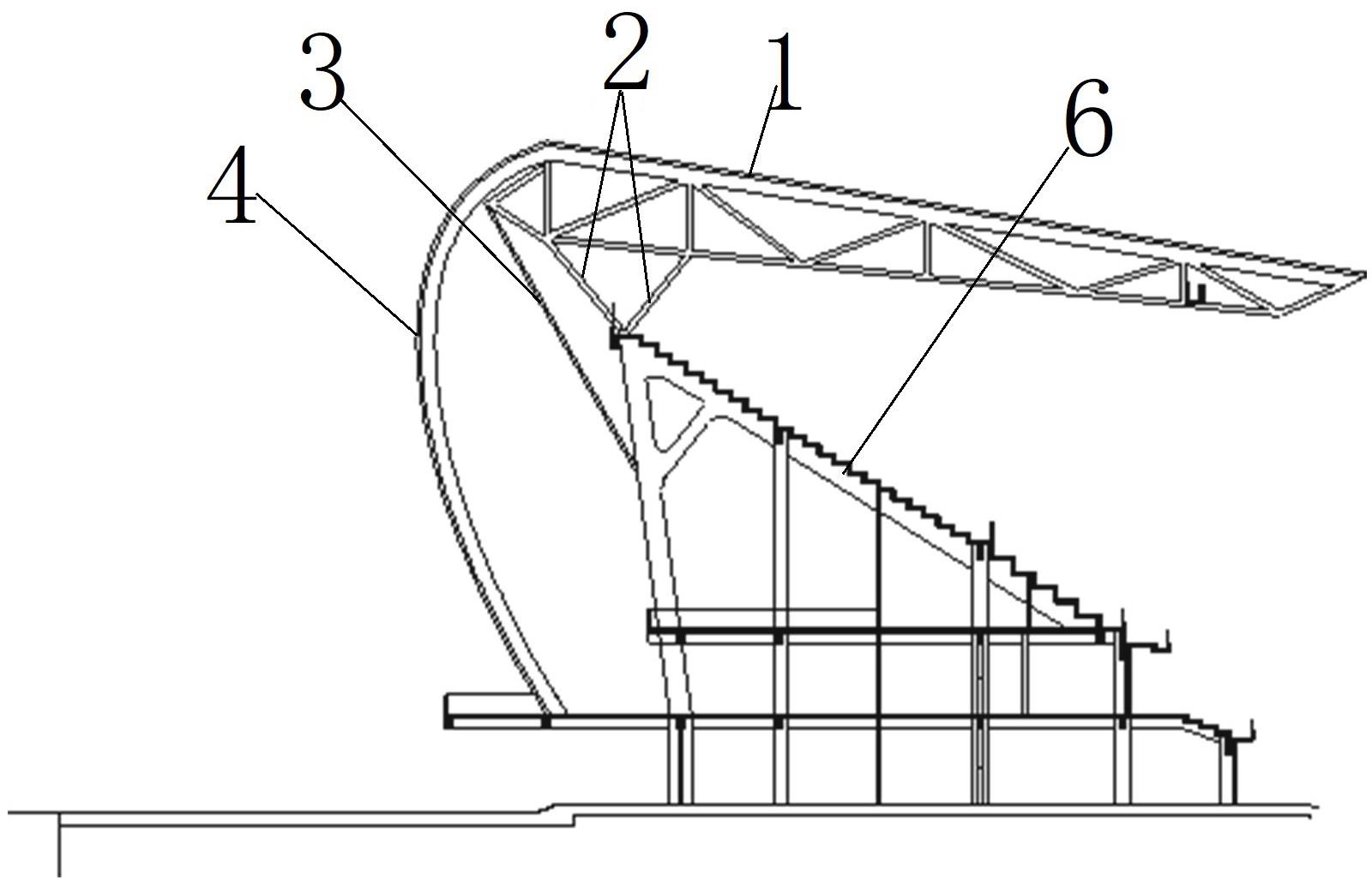 一种结构紧凑且不易倾覆的大跨度悬挑屋盖及其施工方法与流程