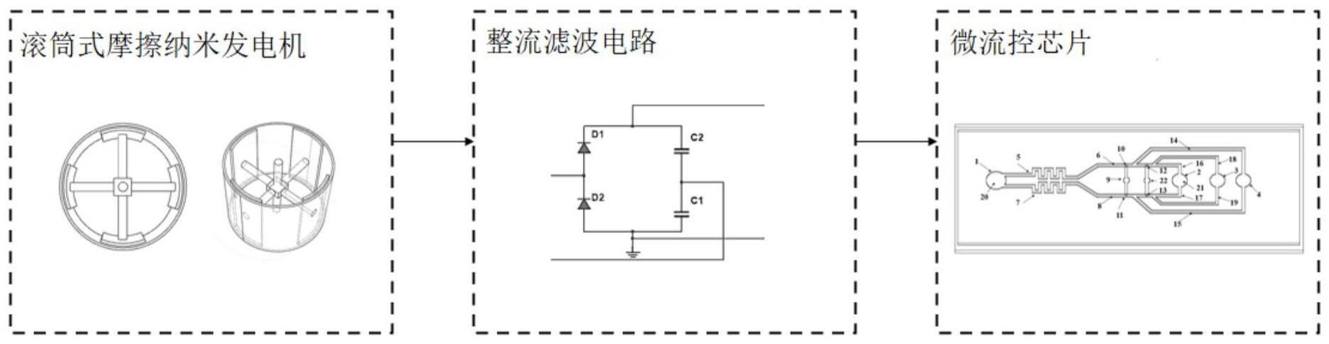 一种介电泳与滚筒式摩擦纳米发电联合的海洋微颗粒分选装置