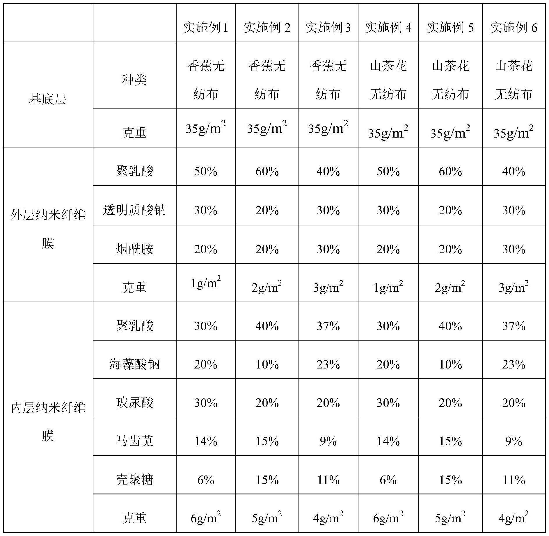 一种纳米静电纺丝面膜的制作方法