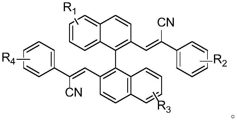 一种基于手性联萘骨架的氰基烯烃固体发光材料及制备方法和应用