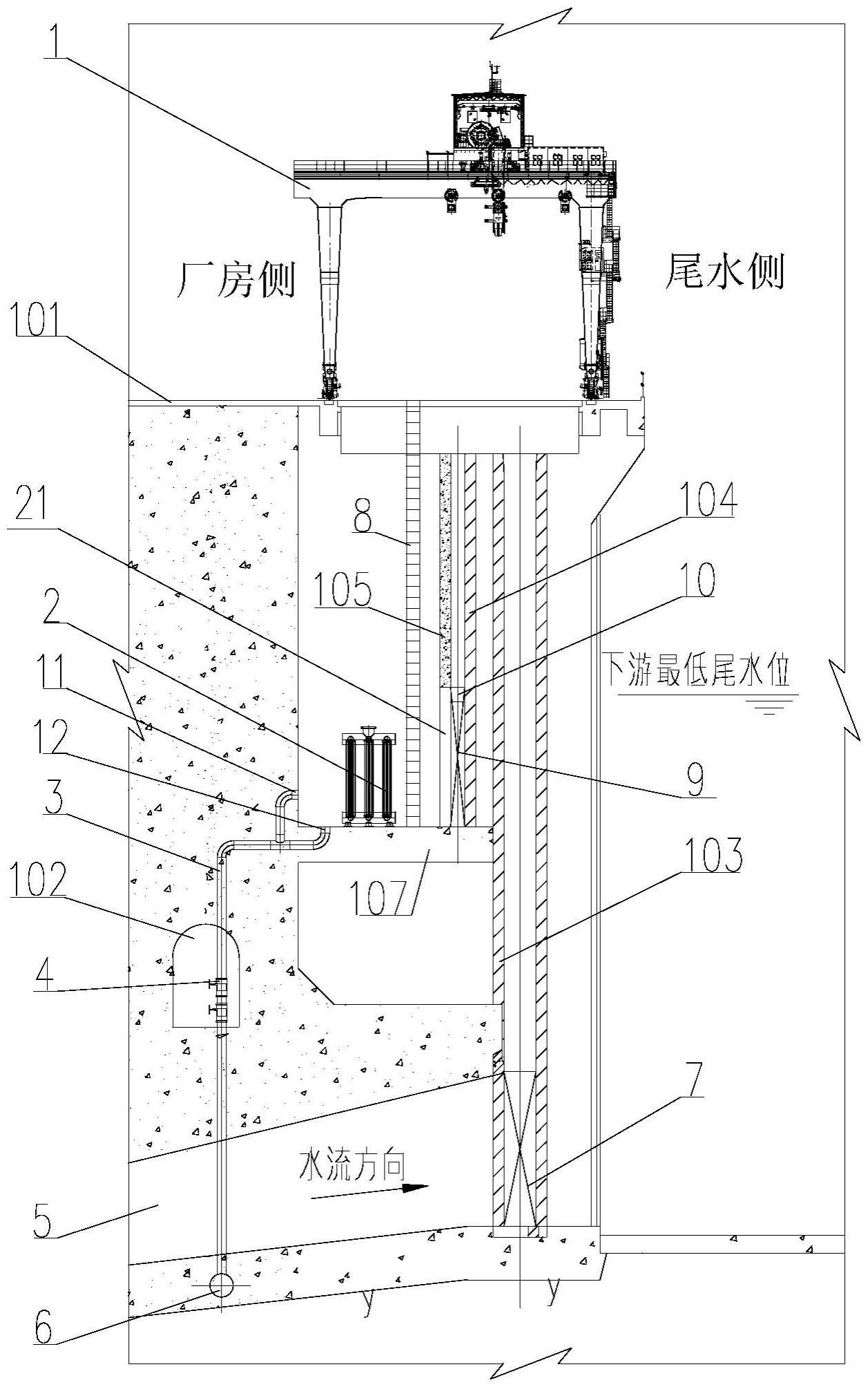 可实现干式检修的地面厂房水电站尾水冷却器布置结构的制作方法