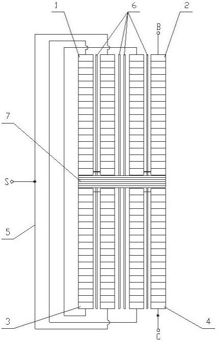 一种SCOTT变压器M变的4U型高压绕组结构的制作方法