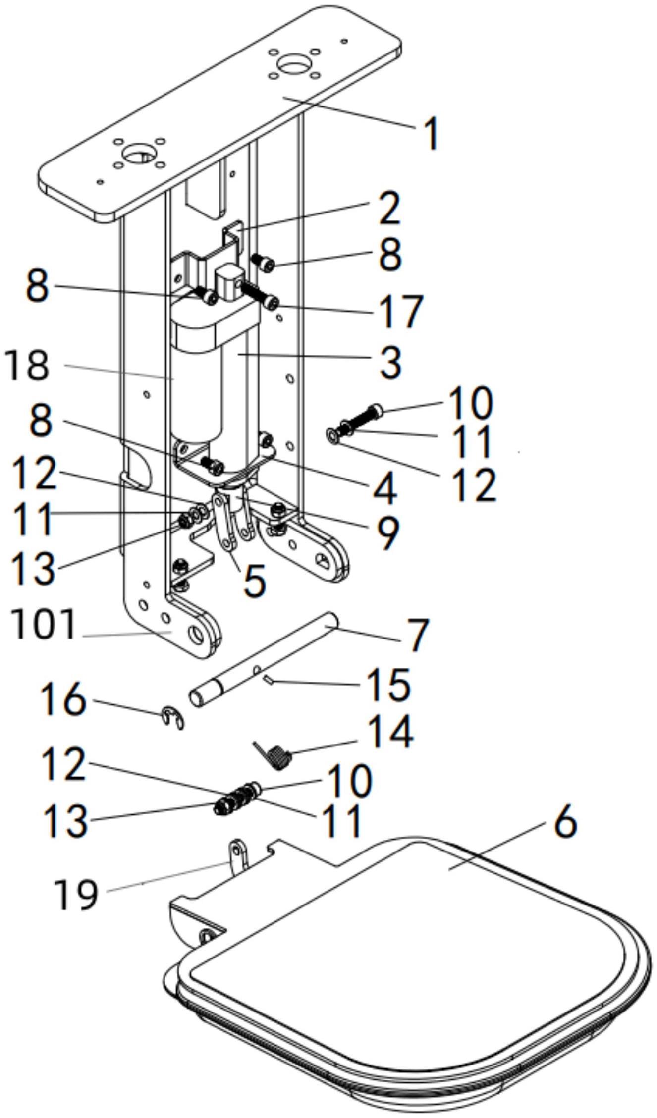 一种用于楼梯升降椅的自动折叠脚踏板的制作方法