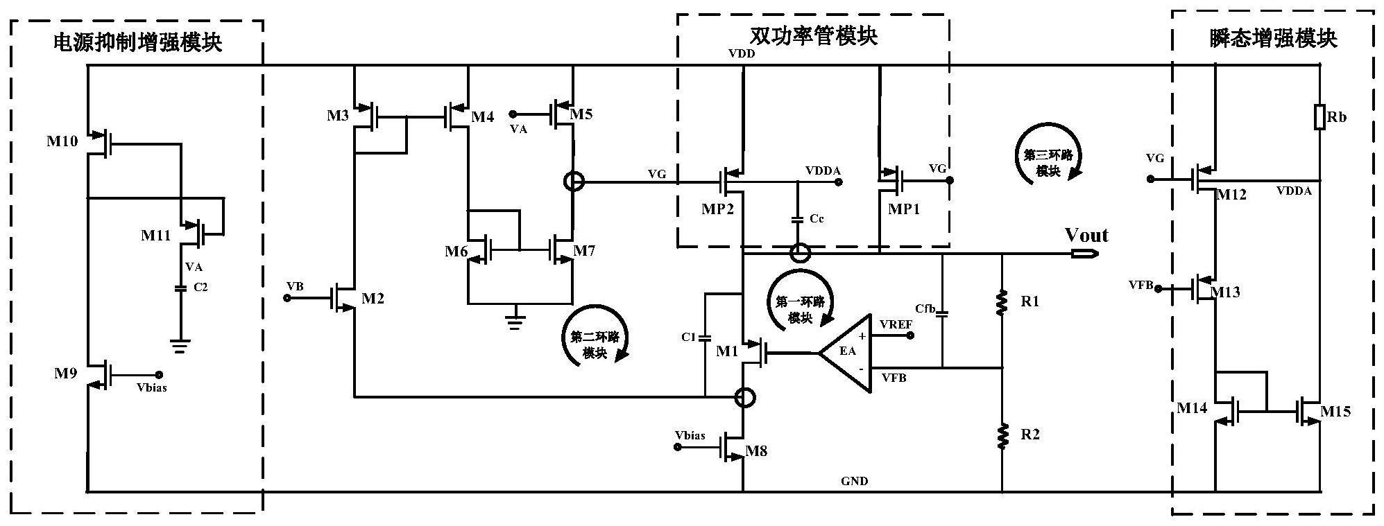 基于双功率管的三环路低压差线性稳压器电路