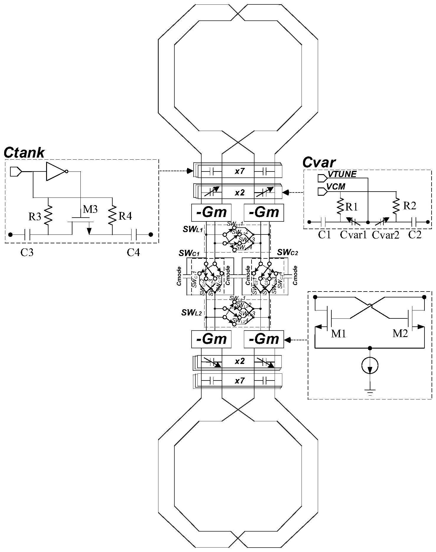 降低多核分布式压控振荡器Kvco的电路结构的制作方法