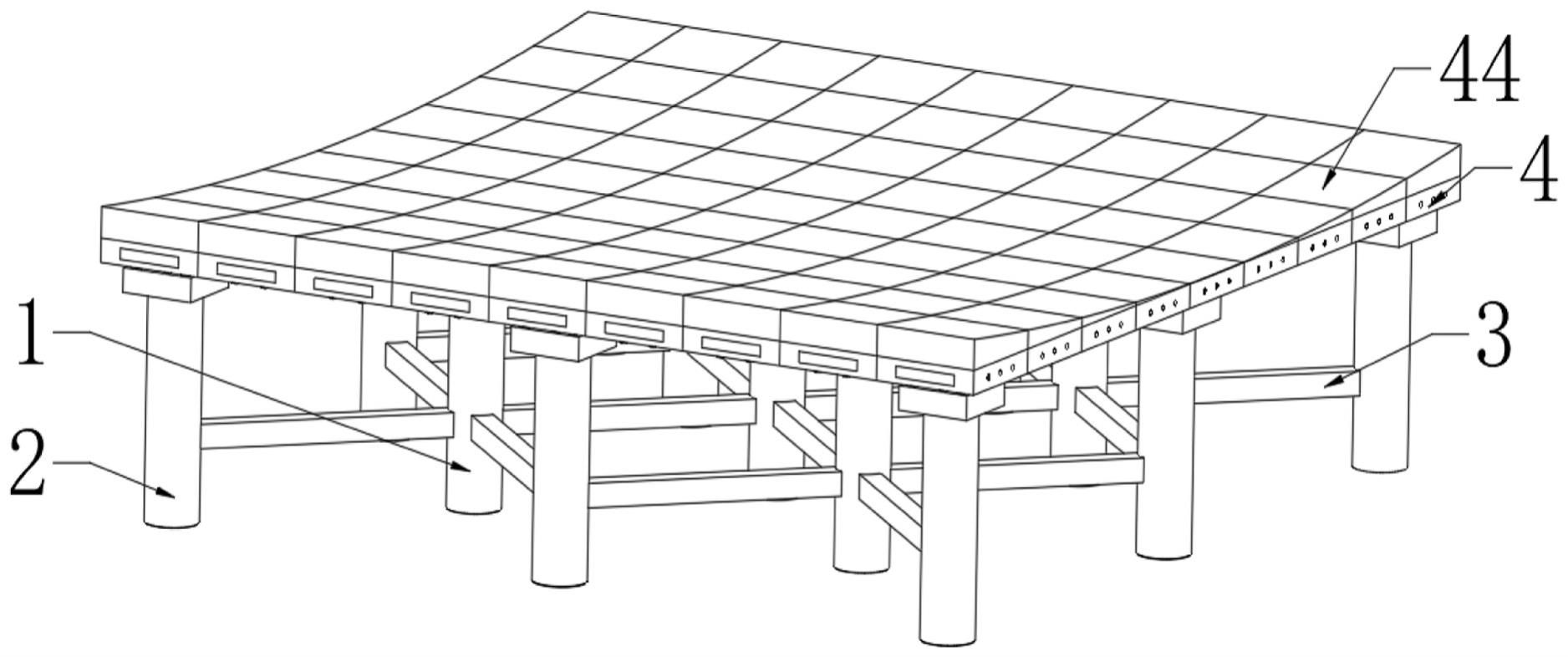 一种海上浮式平台立柱卧式可调拼装工作台的制作方法