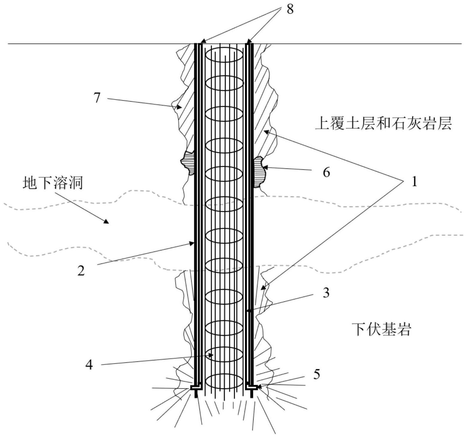 一种穿越溶洞的预制薄壁管桩复合桩基础结构