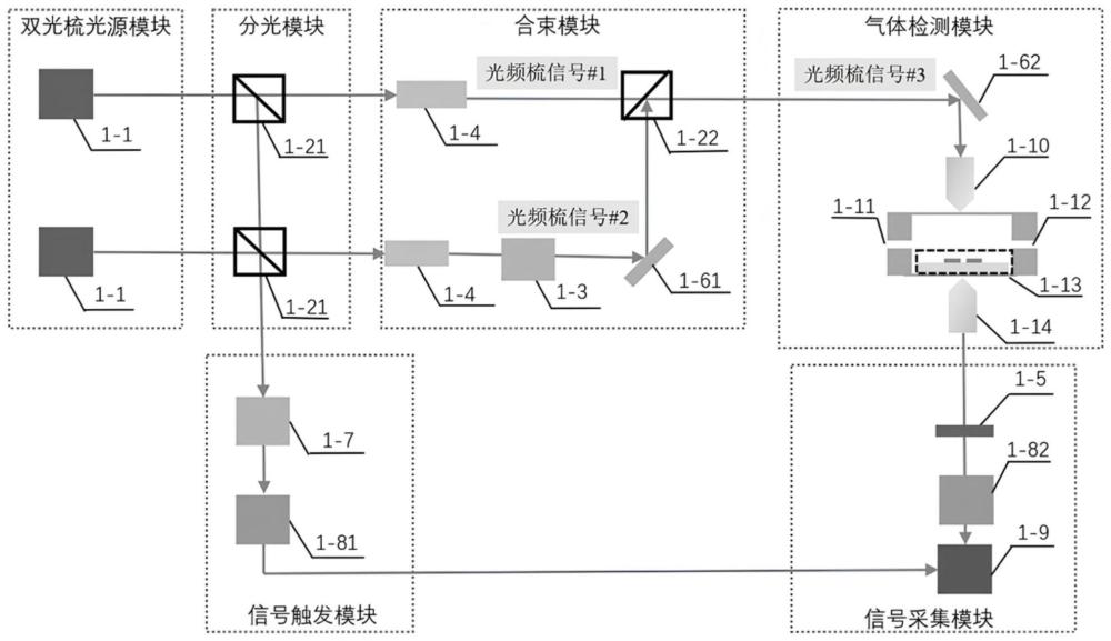 双光梳表面增强相干反斯托克斯拉曼光谱气体检测系统的制作方法