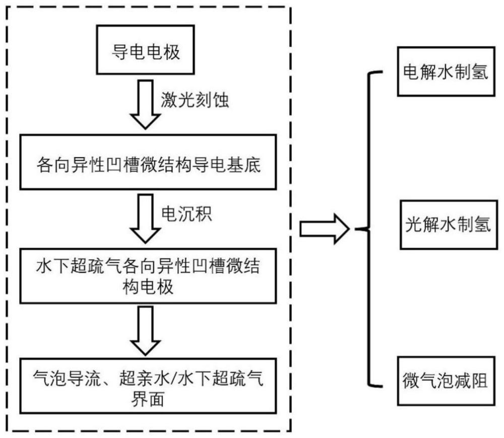 一种具有气泡导流功能的各向异性微结构电极及其制备方法与应用