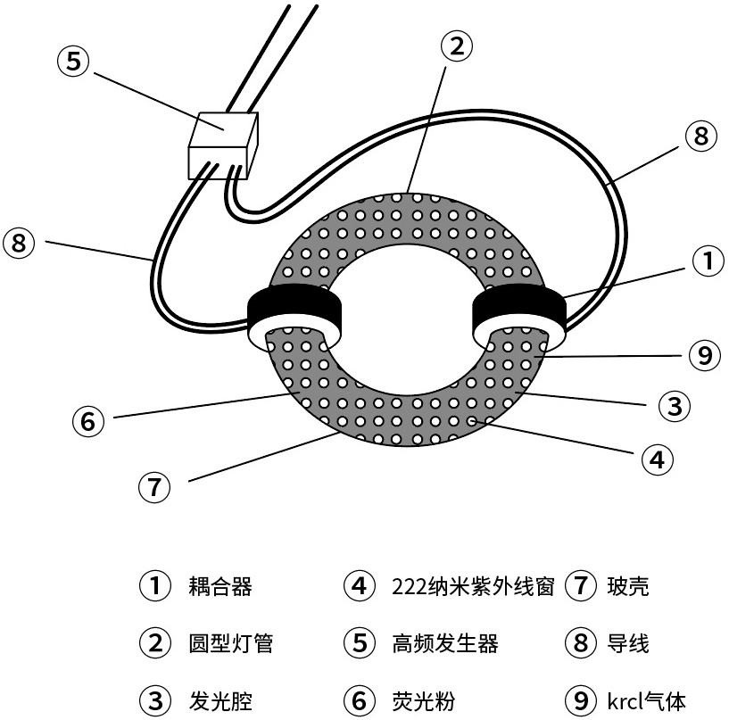 222纳米远紫外线新冠与广谱病毒外耦合无极式消毒免疫照明多功能光源的制作方法