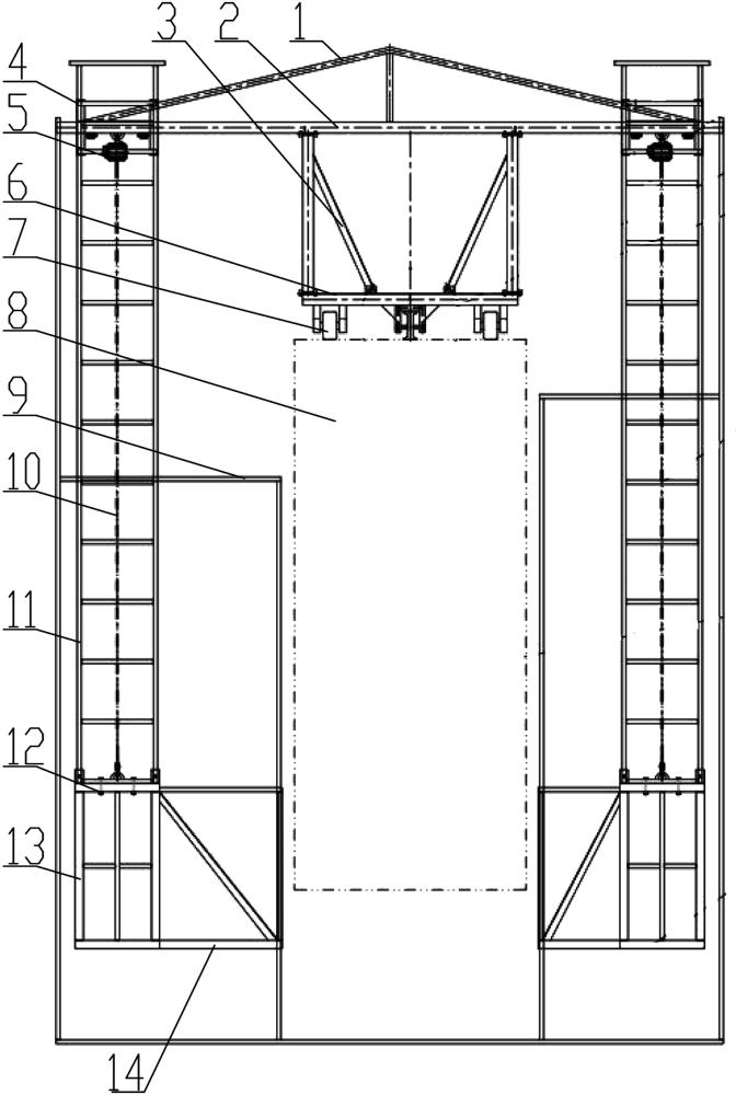 一种移动式可升降船闸桥机轨道梁防腐工装的制作方法