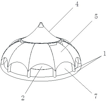 一种气柱支撑张拉式水池遮阳篷的制作方法