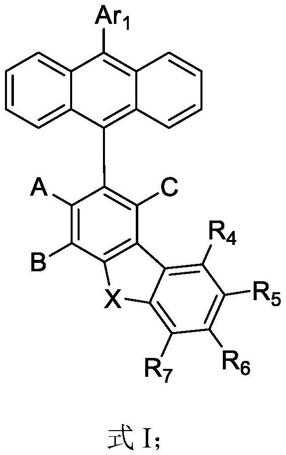 一種含二苯并五元雜環(huán)取代基的蒽類化合物和有機(jī)電致發(fā)光器件的制作方法