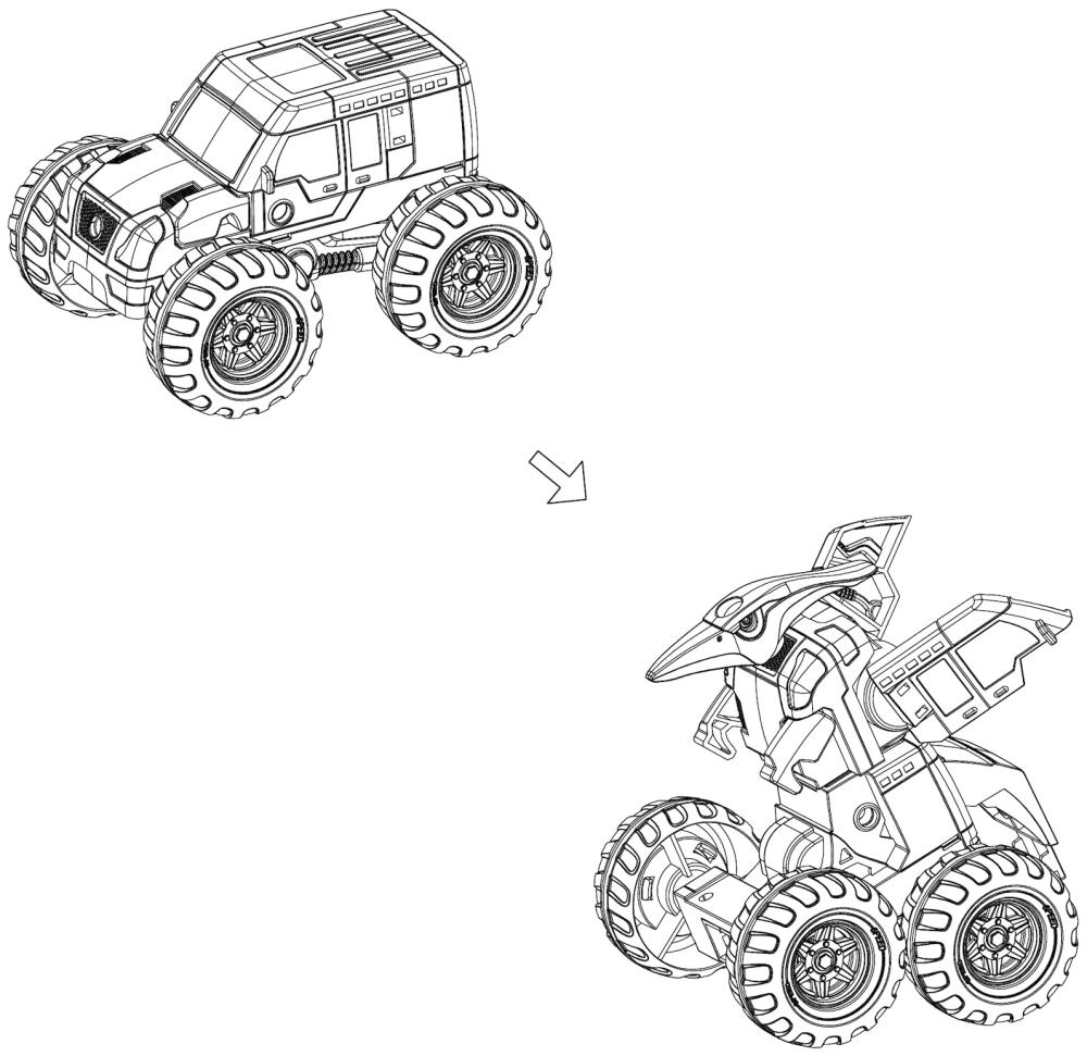 一種可形變翼龍形態(tài)的汽車(chē)玩具及其物理結(jié)構(gòu)拆裝方法與流程