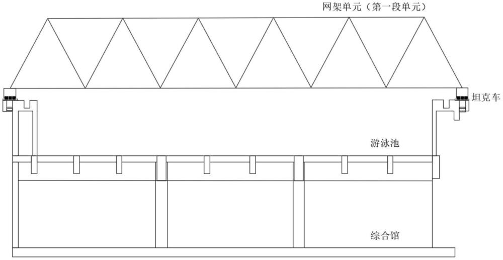 應(yīng)用在大跨度鋼網(wǎng)架施工中的滑移分步外擴(kuò)頂升方法與流程