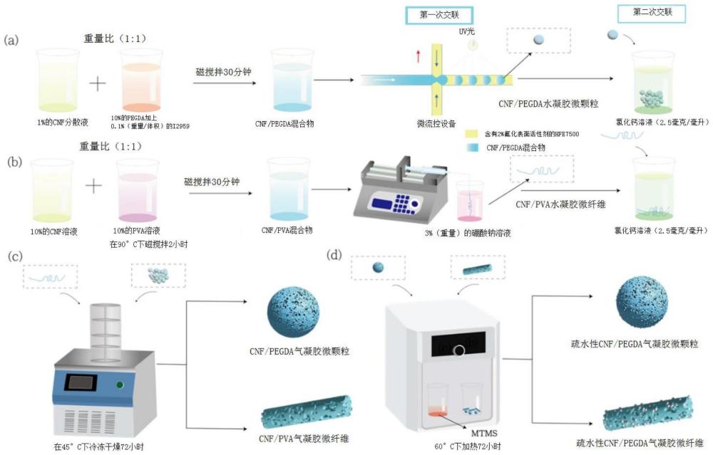 選擇性吸油的纖維素基氣凝膠微顆粒和微纖維及其制備方法