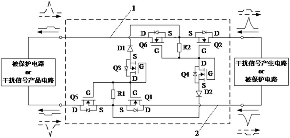 適用于兩根信號線之間的保護電路的制作方法