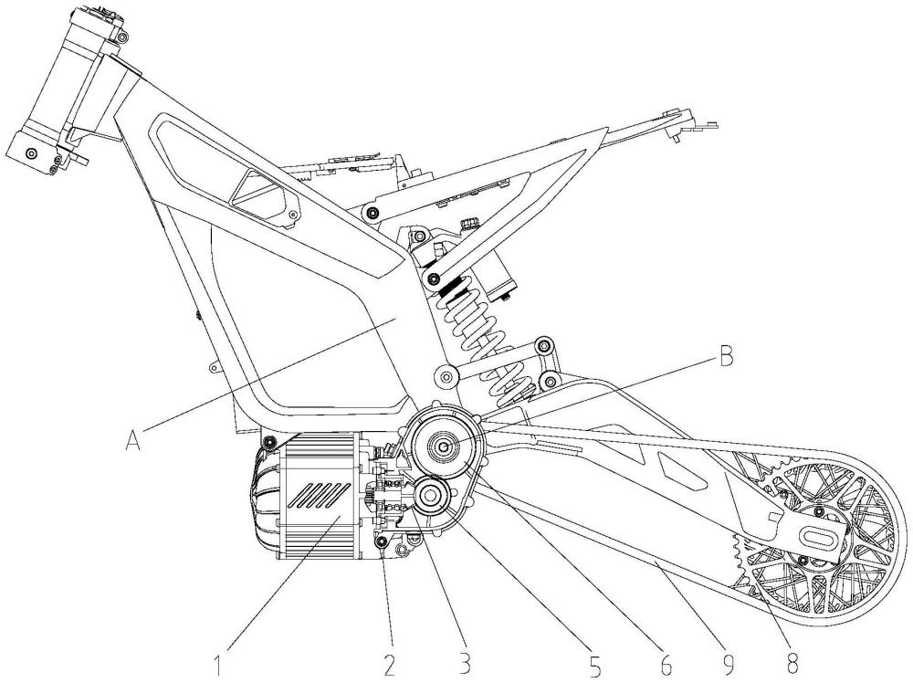 電動(dòng)摩托車的中置電機(jī)結(jié)構(gòu)的制作方法