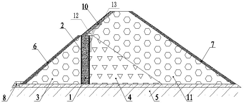 用于增高式瀝青心墻壩的防滲結(jié)構(gòu)