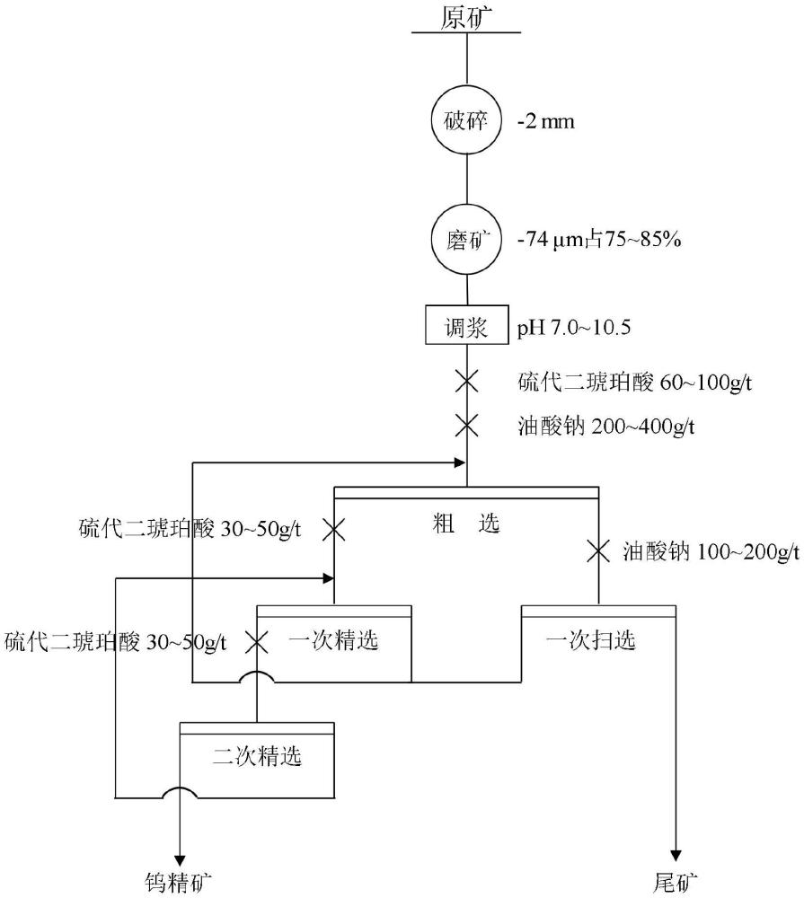 一种含钙脉石抑制剂硫代二琥珀酸在白钨矿浮选中的应用