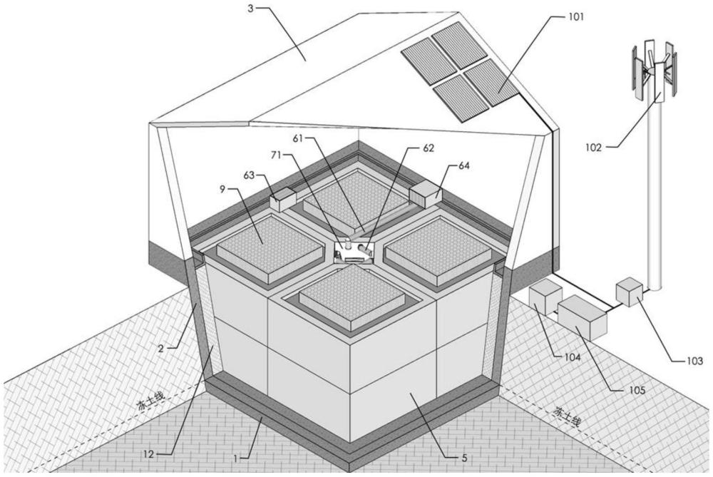 一种易于检修的室内环境温度调节建筑基础蓄热系统