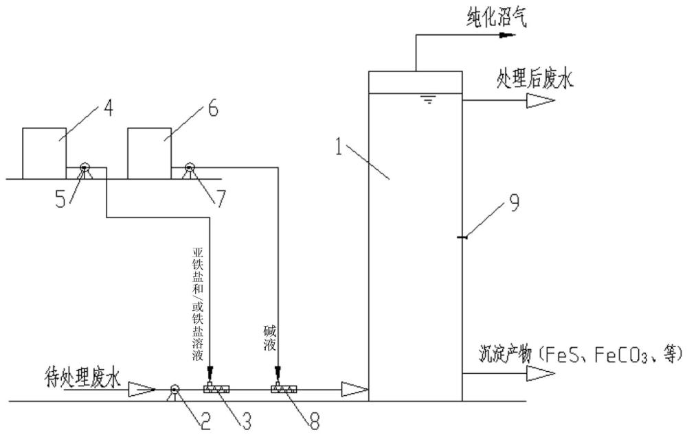 亞鐵鹽和/或鐵鹽強(qiáng)化廢水厭氧處理工藝及沼氣原位純化的裝置和方法