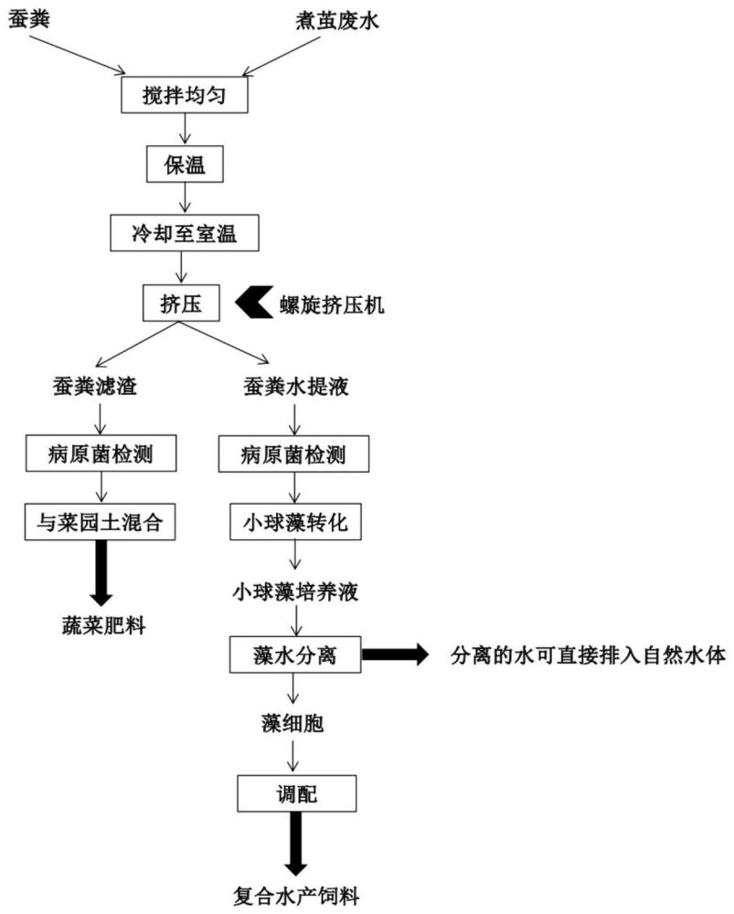 同時實現(xiàn)蠶糞和煮繭廢水無害化處理與資源化利用的方法