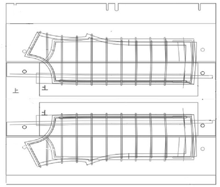 一種裝拉鏈連兜膽布及車行線一體組合模板的制作方法