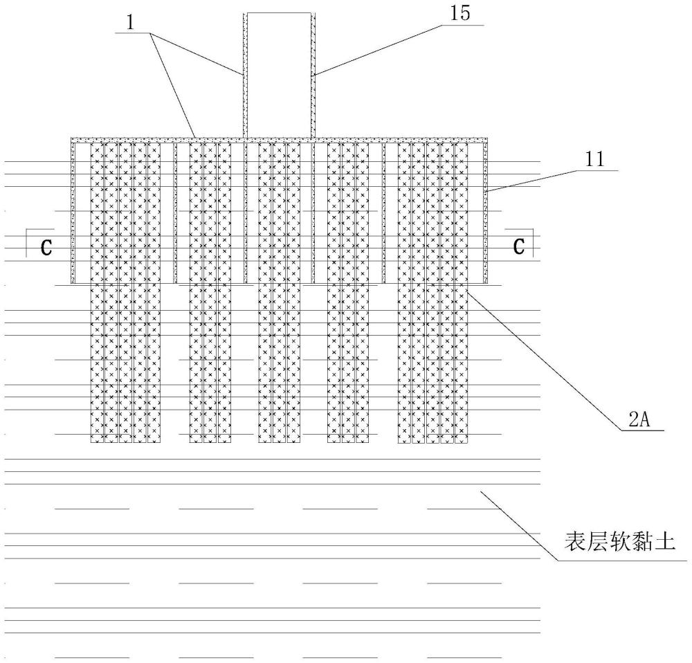 一種桶式基礎(chǔ)與通長(zhǎng)砂樁的復(fù)合基礎(chǔ)結(jié)構(gòu)的制作方法