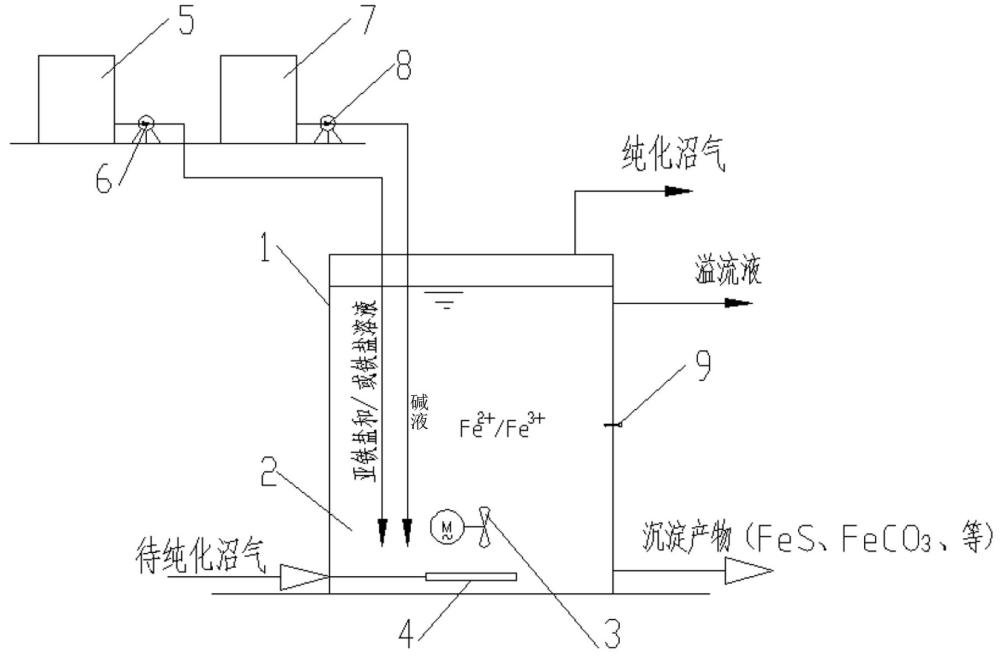 一種利用亞鐵鹽和/或鐵鹽純化沼氣的裝置和方法