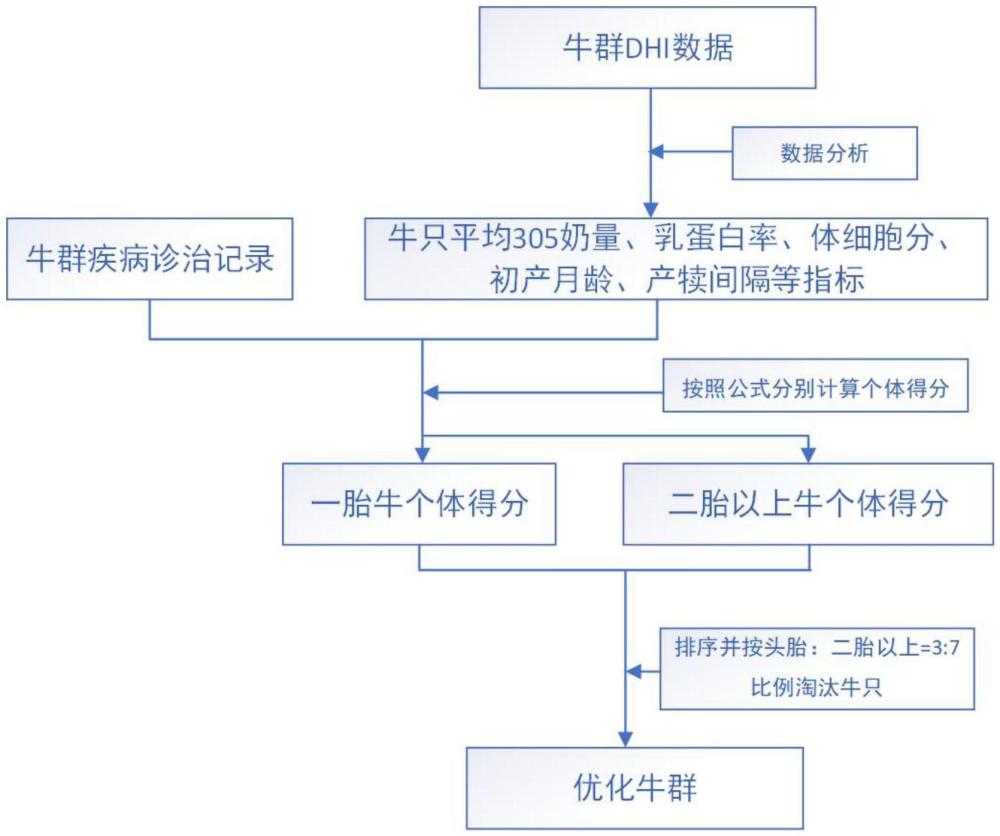 一種基于奶牛生產(chǎn)性能測定（DHI）數(shù)據(jù)的牛群優(yōu)化方法及系統(tǒng)