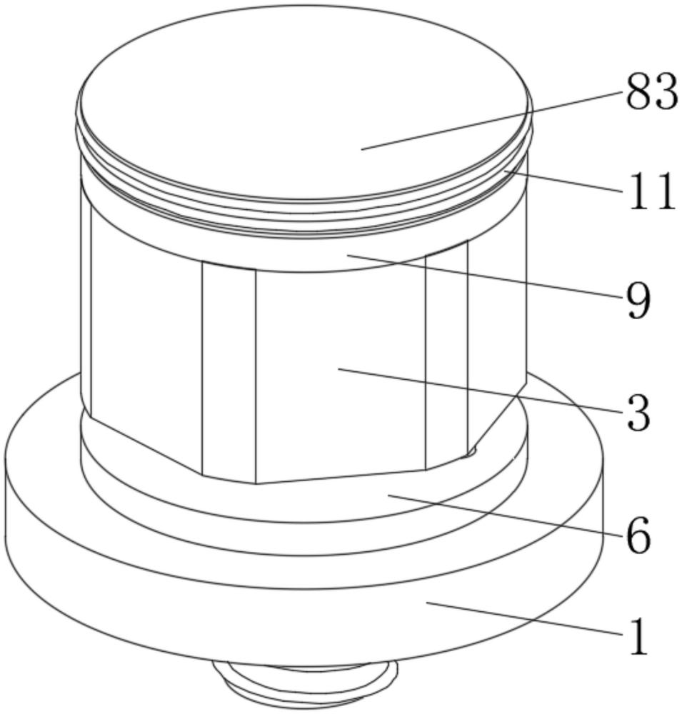 一種防滑自鎖緊螺釘?shù)闹谱鞣椒? /><br/><p>本技術(shù)涉及螺釘，具體為一種防滑自鎖緊螺釘。</p><p><br/><b>背景技術(shù)：</b><br/></p><p>1、機(jī)械和建筑等領(lǐng)域施工的過(guò)程中，需要用到防滑自鎖緊螺釘，而專(zhuān)利公開(kāi)號(hào)為201521132603.3，公布了自鎖緊螺釘，包括有螺頭及與螺頭連接的螺桿，螺桿上設(shè)有螺紋，螺頭與螺桿的連接處設(shè)有與螺頭一體設(shè)置的鎖緊盤(pán)，該鎖緊盤(pán)朝向螺桿的端面上均布有相互銜接的限位塊，所述螺桿的外周面上開(kāi)設(shè)有限位鎖緊槽，該限位鎖緊槽內(nèi)設(shè)有可沿限位鎖緊槽移動(dòng)的限位件，采用上述技術(shù)方案，提供了一種防滑、連接緊固的自鎖緊螺釘。</p><p>2、上述中的現(xiàn)有技術(shù)方案存在以下缺陷：通過(guò)螺頭底部的鎖緊盤(pán)與固定物品表面摩擦，對(duì)螺桿進(jìn)行防滑鎖緊，當(dāng)被固定的物品表面光滑時(shí)，鎖緊盤(pán)表面的齒狀體難于與固定物的表面產(chǎn)生有效摩擦，導(dǎo)致螺頭和螺桿安裝后難以與固定物之間鎖緊，降低了螺釘?shù)逆i緊效果。</p><br/><p><b>技術(shù)實(shí)現(xiàn)思路</b></p><p>1、為解決上述背景技術(shù)中提出的問(wèn)題，本實(shí)用新型的目的在于提供一種防滑自鎖緊螺釘，具備了高效鎖緊的優(yōu)點(diǎn)，解決了通過(guò)螺頭底部的鎖緊盤(pán)與固定物品表面摩擦，對(duì)螺桿進(jìn)行防滑鎖緊，當(dāng)被固定的物品表面光滑時(shí)，鎖緊盤(pán)表面的齒狀體難于與固定物的表面產(chǎn)生有效摩擦，導(dǎo)致螺頭和螺桿安裝后難以與固定物之間鎖緊，降低了螺釘鎖緊效果的問(wèn)題。</p><p>2、為實(shí)現(xiàn)上述目的，本實(shí)用新型提供如下技術(shù)方案：一種防滑自鎖緊螺釘，包括固定體，所述固定體的內(nèi)部螺紋連接有螺桿，所述螺桿的頂部固定連接有螺頭，所述固定體的頂部開(kāi)設(shè)有鎖緊槽，所述鎖緊槽的數(shù)量為若干個(gè)，且若干個(gè)鎖緊槽呈等距離分布，所述鎖緊槽的內(nèi)部設(shè)置有鎖緊塊，所述鎖緊塊的頂部固定連接有連動(dòng)環(huán)，所述連動(dòng)環(huán)頂部的兩側(cè)均固定連接有升降桿，所述升降桿的頂部貫穿至螺頭的內(nèi)部，所述螺頭的內(nèi)部設(shè)置有鎖緊機(jī)構(gòu)。</p><p>3、作為本實(shí)用新型優(yōu)選的，所述鎖緊機(jī)構(gòu)包括升降塊，所述升降塊固定連接在升降桿的頂部，所述升降塊的內(nèi)部螺紋連接有絲桿，所述絲桿的頂部貫穿至螺頭的頂部，所述絲桿的頂部固定連接有旋轉(zhuǎn)片，所述絲桿表面的底部套設(shè)有穩(wěn)定套，所述穩(wěn)定套的底部固定連接在螺頭內(nèi)壁的底部。</p><p>4、作為本實(shí)用新型優(yōu)選的，所述旋轉(zhuǎn)片的表面套設(shè)有限位環(huán)，所述限位環(huán)的底部固定連接在螺頭的頂部。</p><p>5、作為本實(shí)用新型優(yōu)選的，所述限位環(huán)的內(nèi)壁固定連接有穩(wěn)定環(huán)，所述穩(wěn)定環(huán)滑動(dòng)連接在旋轉(zhuǎn)片的表面。</p><p>6、作為本實(shí)用新型優(yōu)選的，所述旋轉(zhuǎn)片的表面固定連接有摩擦環(huán)，所述摩擦環(huán)位于螺頭的頂部。</p><p>7、作為本實(shí)用新型優(yōu)選的，所述螺頭內(nèi)部的兩側(cè)均固定連接有滑桿，所述升降塊滑動(dòng)連接在滑桿的表面。</p><p>8、作為本實(shí)用新型優(yōu)選的，所述滑桿表面的頂部固定連接有緩沖墊，所述緩沖墊位于升降塊的底部。</p><p>9、與現(xiàn)有技術(shù)相比，本實(shí)用新型的有益效果如下：</p><p>10、1、本實(shí)用新型通過(guò)旋轉(zhuǎn)旋轉(zhuǎn)片，旋轉(zhuǎn)片帶動(dòng)絲桿旋轉(zhuǎn)，絲桿帶動(dòng)升降塊向下移動(dòng)，升降塊帶動(dòng)升降桿向下移動(dòng)，升降桿帶動(dòng)連動(dòng)環(huán)向下移動(dòng)，連動(dòng)環(huán)帶動(dòng)鎖緊塊向下移動(dòng)，鎖緊塊進(jìn)入鎖緊槽的內(nèi)部，通過(guò)鎖緊槽和鎖緊塊的硬性卡接配合，使連動(dòng)環(huán)、升降桿、螺頭和螺桿無(wú)法松動(dòng)和滑動(dòng)，具備了高效鎖緊的優(yōu)點(diǎn)，通過(guò)螺頭底部的硬性卡接鎖緊件，對(duì)螺桿進(jìn)行防滑鎖緊，提高了螺釘鎖緊效果。</p><p>11、2、本實(shí)用新型通過(guò)設(shè)置鎖緊機(jī)構(gòu)，能夠?qū)︽i緊塊進(jìn)行控制，避免鎖緊塊無(wú)法被控制定位，導(dǎo)致鎖緊塊無(wú)法與鎖緊槽配合工作，提高了螺釘安裝后的防滑鎖緊效果。</p><br/><br><b>技術(shù)特征：</b><br/><p>1.一種防滑自鎖緊螺釘，包括固定體（1），其特征在于：所述固定體（1）的內(nèi)部螺紋連接有螺桿（2），所述螺桿（2）的頂部固定連接有螺頭（3），所述固定體（1）的頂部開(kāi)設(shè)有鎖緊槽（4），所述鎖緊槽（4）的數(shù)量為若干個(gè)，且若干個(gè)鎖緊槽（4）呈等距離分布，所述鎖緊槽（4）的內(nèi)部設(shè)置有鎖緊塊（5），所述鎖緊塊（5）的頂部固定連接有連動(dòng)環(huán)（6），所述連動(dòng)環(huán)（6）頂部的兩側(cè)均固定連接有升降桿（7），所述升降桿（7）的頂部貫穿至螺頭（3）的內(nèi)部，所述螺頭（3）的內(nèi)部設(shè)置有鎖緊機(jī)構(gòu)（8）。</p><p>2.根據(jù)權(quán)利要求1所述的一種防滑自鎖緊螺釘，其特征在于：所述鎖緊機(jī)構(gòu)（8）包括升降塊（81），所述升降塊（81）固定連接在升降桿（7）的頂部，所述升降塊（81）的內(nèi)部螺紋連接有絲桿（82），所述絲桿（82）的頂部貫穿至螺頭（3）的頂部，所述絲桿（82）的頂部固定連接有旋轉(zhuǎn)片（83），所述絲桿（82）表面的底部套設(shè)有穩(wěn)定套（84），所述穩(wěn)定套（84）的底部固定連接在螺頭（3）內(nèi)壁的底部。</p><p>3.根據(jù)權(quán)利要求2所述的一種防滑自鎖緊螺釘，其特征在于：所述旋轉(zhuǎn)片（83）的表面套設(shè)有限位環(huán)（9），所述限位環(huán)（9）的底部固定連接在螺頭（3）的頂部。</p><p>4.根據(jù)權(quán)利要求3所述的一種防滑自鎖緊螺釘，其特征在于：所述限位環(huán)（9）的內(nèi)壁固定連接有穩(wěn)定環(huán)（10），所述穩(wěn)定環(huán)（10）滑動(dòng)連接在旋轉(zhuǎn)片（83）的表面。</p><p>5.根據(jù)權(quán)利要求2所述的一種防滑自鎖緊螺釘，其特征在于：所述旋轉(zhuǎn)片（83）的表面固定連接有摩擦環(huán)（11），所述摩擦環(huán)（11）位于螺頭（3）的頂部。</p><p>6.根據(jù)權(quán)利要求2所述的一種防滑自鎖緊螺釘，其特征在于：所述螺頭（3）內(nèi)部的兩側(cè)均固定連接有滑桿（12），所述升降塊（81）滑動(dòng)連接在滑桿（12）的表面。</p><p>7.根據(jù)權(quán)利要求6所述的一種防滑自鎖緊螺釘，其特征在于：所述滑桿（12）表面的頂部固定連接有緩沖墊（13），所述緩沖墊（13）位于升降塊（81）的底部。</p><br/><b>技術(shù)總結(jié)</b><br>本技術(shù)公開(kāi)了一種防滑自鎖緊螺釘，包括固定體，固定體的內(nèi)部螺紋連接有螺桿，螺桿的頂部固定連接有螺頭，固定體的頂部開(kāi)設(shè)有鎖緊槽，鎖緊槽的數(shù)量為若干個(gè)，且若干個(gè)鎖緊槽呈等距離分布，鎖緊槽的內(nèi)部設(shè)置有鎖緊塊，鎖緊塊的頂部固定連接有連動(dòng)環(huán)。本技術(shù)通過(guò)旋轉(zhuǎn)旋轉(zhuǎn)片，旋轉(zhuǎn)片帶動(dòng)絲桿旋轉(zhuǎn)，絲桿帶動(dòng)升降塊向下移動(dòng)，升降塊帶動(dòng)升降桿向下移動(dòng)，升降桿帶動(dòng)連動(dòng)環(huán)向下移動(dòng)，連動(dòng)環(huán)帶動(dòng)鎖緊塊向下移動(dòng)，鎖緊塊進(jìn)入鎖緊槽的內(nèi)部，通過(guò)鎖緊槽和鎖緊塊的硬性卡接配合，使連動(dòng)環(huán)、升降桿、螺頭和螺桿無(wú)法松動(dòng)和滑動(dòng)，具備了高效鎖緊的優(yōu)點(diǎn)，通過(guò)螺頭底部的硬性卡接鎖緊件，對(duì)螺桿進(jìn)行防滑鎖緊，提高了螺釘鎖緊效果。<br/><br/><b>技術(shù)研發(fā)人員：</b>葉三龍,吳泉波,吳斌科<br/><b>受保護(hù)的技術(shù)使用者：</b>寧波三誠(chéng)精密機(jī)械科技有限公司<br/><b>技術(shù)研發(fā)日：</b>20240322<br/><b>技術(shù)公布日：</b>2024/12/19
                        </div>
                        </div>
                        <div   id=