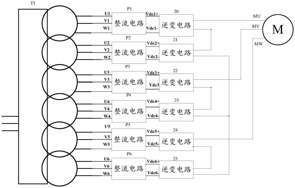 一種交流供電的功率變換器、電機及氣動管網的風機