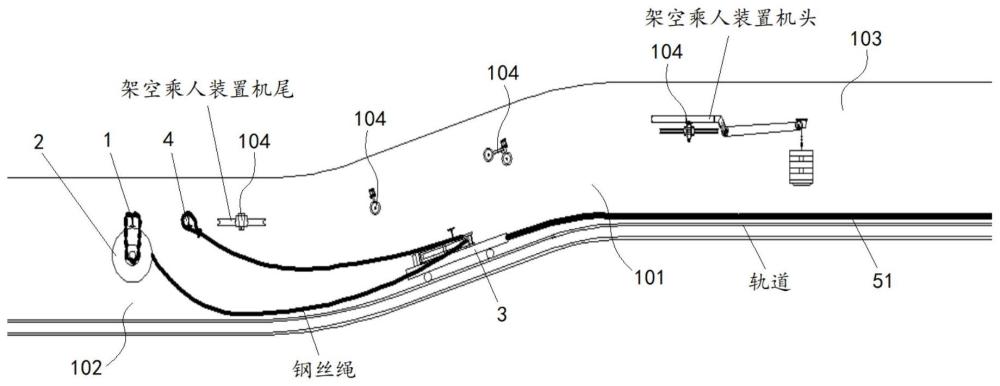 架空乘人裝置用鋼絲繩展放工裝的制作方法