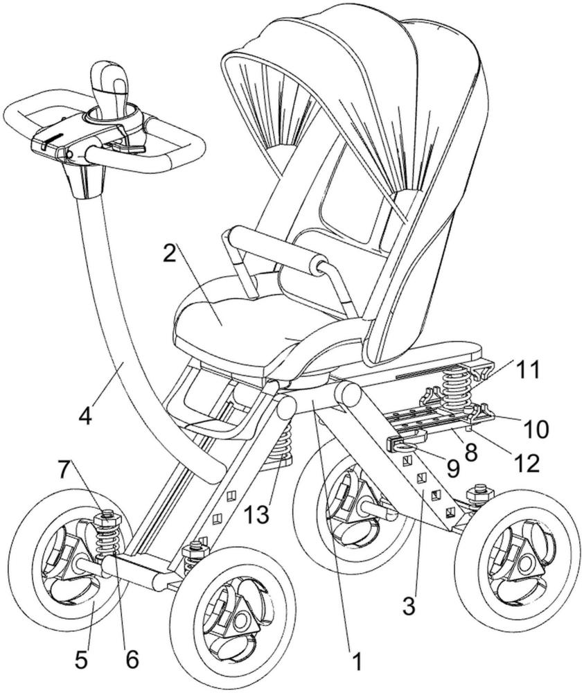 一種嬰兒車多段彈簧減震結(jié)構(gòu)的制作方法