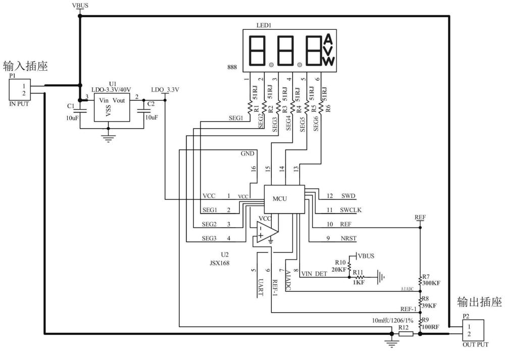 一種具有功率電壓電流指示功能的轉(zhuǎn)接頭電路的制作方法