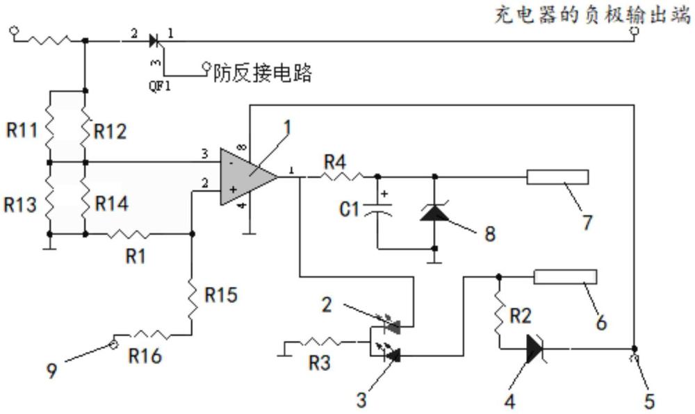 一種防止蓄電池充滿電轉(zhuǎn)燈閃爍的電路及一種充電器的制作方法