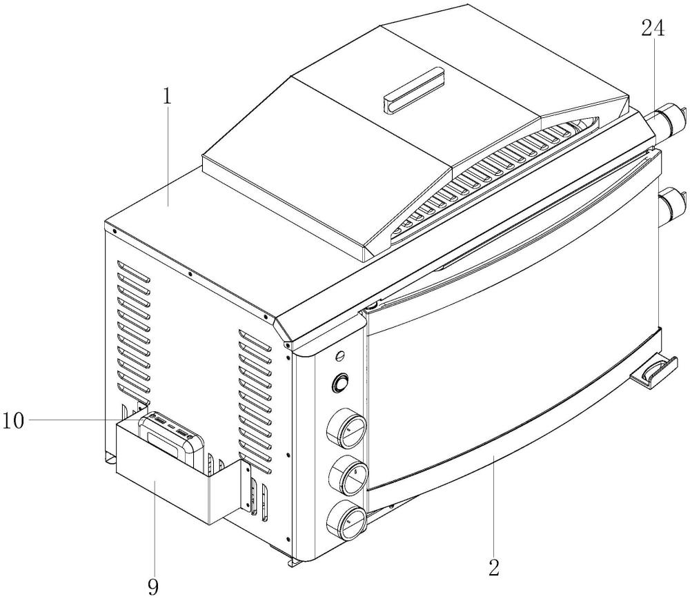 一種燃?xì)饪鞠涞闹谱鞣椒? /><br/><p>本發(fā)明屬于燃?xì)饪鞠?，具體地說(shuō)是一種燃?xì)饪鞠洹?/p><p><br/><b>背景技術(shù)：</b><br/></p><p>1、燃?xì)饪鞠涫且环N使用天然氣或液化石油氣作為燃料的廚房電器，主要用于烘焙、烤肉等烹飪活動(dòng)，其擁有加熱效率高和溫度易控制等優(yōu)點(diǎn)，常用于家庭、餐廳、面包房等多種場(chǎng)合。</p><p>2、現(xiàn)有技術(shù)中的燃?xì)饪鞠湓趯?duì)肉類(lèi)進(jìn)行烤制時(shí)，一般都需要對(duì)肉類(lèi)進(jìn)行腌制，然后再將腌制好的肉類(lèi)裹上錫箔紙，然后再將燃?xì)饪鞠渲械娜細(xì)馊紵鲉?dòng)后，將包好的錫箔紙的肉類(lèi)放入烤箱中烤制。</p><p>3、現(xiàn)有技術(shù)中燃?xì)饪鞠湓趯?duì)肉類(lèi)進(jìn)行烤制時(shí)，一般僅能烤制由錫箔紙包裹好的肉類(lèi)，而在進(jìn)行批量的燒烤售賣(mài)中，錫箔紙的購(gòu)買(mǎi)和對(duì)肉類(lèi)進(jìn)行包裹的工作流程，無(wú)疑會(huì)增加使用者的前期準(zhǔn)備成本。</p><p>4、為此，本發(fā)明提供一種燃?xì)饪鞠洹?/p><br/><p><b>技術(shù)實(shí)現(xiàn)思路</b></p><p>1、為了彌補(bǔ)現(xiàn)有技術(shù)的不足，解決背景技術(shù)中所提出的至少一個(gè)技術(shù)問(wèn)題。</p><p>2、本發(fā)明解決其技術(shù)問(wèn)題所采用的技術(shù)方案是：本發(fā)明所述的一種燃?xì)饪鞠?，包括箱體；所述箱體的箱口處轉(zhuǎn)動(dòng)連接有箱門(mén)；所述箱體的內(nèi)部安裝有燃?xì)馊紵?；所述燃?xì)馊紵髋c箱體背部的接口連接，用于與外部的燃?xì)夤苓B接；所述箱體的一側(cè)開(kāi)設(shè)有一對(duì)限位槽；所述限位槽呈l形設(shè)置；所述箱體表面于限位槽對(duì)應(yīng)位置處滑動(dòng)連有限位板，且限位板呈u形設(shè)置；所述限位板表面靠近兩個(gè)限位槽豎直部的一側(cè)均開(kāi)設(shè)有卡槽；所述限位槽內(nèi)設(shè)置有燒烤叉；所述箱體遠(yuǎn)離限位槽的一側(cè)內(nèi)壁于限位槽豎直部對(duì)應(yīng)位置處鑲嵌有烤叉座；所述箱體外部的一側(cè)表面固連有置物架；所述置物架內(nèi)設(shè)置有充電寶，且充電寶通過(guò)數(shù)據(jù)線與箱體的電源插口活動(dòng)插接；工作時(shí)，在進(jìn)行肉類(lèi)烤制前，使用者需要先對(duì)待烤制的肉類(lèi)進(jìn)行腌制，然后再將腌制好的肉類(lèi)插在燒烤叉上，隨后使用者需要打開(kāi)箱門(mén)，再啟動(dòng)箱體內(nèi)部的燃?xì)馊紵?，而在此過(guò)程中，若本發(fā)明實(shí)施例由于擺放位置的原因，離可使的供電插座較遠(yuǎn)時(shí)，使用者需要通過(guò)數(shù)據(jù)線將置物架處的充電寶與箱體的電源活動(dòng)插口插接，之后使用者便可正常啟動(dòng)箱體內(nèi)部的燃?xì)馊紵?，而后使用者需要向上滑?dòng)限位板，使得限位板不再遮擋限位槽，隨后再將串有肉類(lèi)的燒烤叉放入限位槽中，然后使用者移動(dòng)燒烤叉的位置，使得燒烤叉移動(dòng)至限位槽的豎直部位處，之后使用者再將限位板放下，并使限位板的卡槽卡在燒烤叉的頂部表面，此時(shí)使用者將燒烤叉位于烤箱內(nèi)的一端插向烤叉座，進(jìn)而實(shí)現(xiàn)通過(guò)烤叉座和限位槽將燒烤叉的兩端支撐起來(lái)，隨后使用者再將烤箱門(mén)關(guān)閉，并調(diào)整好溫度，便可等待肉類(lèi)燒烤完成，通過(guò)燒烤叉直接將肉類(lèi)串起，并架在烤箱內(nèi)烤制，避免了錫箔紙的使用，同時(shí)可滑動(dòng)的限位板，也能在箱體內(nèi)部進(jìn)行烤制時(shí)，封閉住箱體一側(cè)的限位槽，從而降低箱體內(nèi)部熱量的外泄，進(jìn)而節(jié)約燃?xì)獾氖褂?，也能避免使用者在?jīng)過(guò)限位槽時(shí)，由于限位槽未被遮擋，而導(dǎo)致使用者被從限位槽處噴出的高溫氣流燙傷。</p><p>3、優(yōu)選的，所述箱體表面于限位板的中部固連有連接座；所述連接座遠(yuǎn)離箱體的一端固連有壓板；所述壓板由彈性材料制成；所述限位板的表面開(kāi)設(shè)有滑槽；所述限位板的表面于滑槽對(duì)應(yīng)位置處轉(zhuǎn)動(dòng)連接有卡板；所述限位板表面于滑槽的頂部開(kāi)設(shè)有轉(zhuǎn)動(dòng)槽，且轉(zhuǎn)動(dòng)槽與滑槽相連通；工作時(shí)，當(dāng)使用者需要將限位板向上移動(dòng)時(shí)，使用者需要旋擰限位板表面的卡板，使得卡板處于豎直狀態(tài)，此時(shí)使用者向上拉限位板時(shí)，限位板表面的卡板就會(huì)順著卡槽進(jìn)入至壓板表面的轉(zhuǎn)動(dòng)槽內(nèi)，當(dāng)卡板進(jìn)入轉(zhuǎn)動(dòng)槽內(nèi)后，使用者可轉(zhuǎn)動(dòng)卡板，使得卡板處于水平狀態(tài)，由此卡板便能搭在轉(zhuǎn)動(dòng)槽底部的內(nèi)壁上，從而限制住限位板，避免限位板下降，將限位槽封堵住，此時(shí)使用者便不需要一只手一直扶著限位板，而是可以騰出雙手操控?zé)静妫瑥亩故褂谜吣軌蚋臃奖愕貙静婕茉谙潴w內(nèi)部，在燒烤叉架設(shè)完畢后，使用者僅需旋擰卡板，使卡板重新變?yōu)樨Q直狀態(tài)，此時(shí)卡板能夠正常通過(guò)滑槽，因此限位板也能正常落下，從而封閉住限位槽，而通過(guò)連接座表面的壓板，能夠使限位板緊貼在箱體的表面上，從而使得限位板能夠更好地封閉住限位槽，以減少箱體內(nèi)部的熱量從限位板與箱體表面之間的縫隙溢出。</p><p>4、優(yōu)選的，所述限位板的兩端均固連有封板；所述封板遠(yuǎn)離限位板的一端固連有連接板；所述連接板遠(yuǎn)離封板的一端固連有擋板；所述連接板和擋板均位于箱體內(nèi)部；工作時(shí)，當(dāng)限位板封堵住限位槽時(shí)，限位板端部的封板也會(huì)封堵住限位槽靠近箱門(mén)一側(cè)的缺口，而當(dāng)箱門(mén)關(guān)閉時(shí)，箱門(mén)會(huì)擠壓擋板，并由擋板帶動(dòng)連接板和封板向著遠(yuǎn)離箱門(mén)的方向運(yùn)動(dòng)，進(jìn)而促進(jìn)封板緊貼在箱體表面，從而提高對(duì)限位槽靠近箱門(mén)一側(cè)缺口的密封效果。</p><p>5、優(yōu)選的，所述燒烤叉的靠近烤叉座的一端安裝有一對(duì)插板；所述烤叉座的內(nèi)部轉(zhuǎn)動(dòng)連接有轉(zhuǎn)動(dòng)座，且轉(zhuǎn)動(dòng)座由伺服電機(jī)驅(qū)動(dòng)；所述轉(zhuǎn)動(dòng)座靠近燒烤叉的一端開(kāi)設(shè)有對(duì)接槽；所述對(duì)接槽內(nèi)壁開(kāi)設(shè)有一對(duì)對(duì)稱(chēng)設(shè)置的插槽，且插槽與插板相適配；工作時(shí)，當(dāng)使用者將燒烤叉插向烤叉座時(shí)，使用者需要將燒烤叉對(duì)準(zhǔn)烤叉座中部的轉(zhuǎn)動(dòng)座，并使燒烤叉表面的插板對(duì)準(zhǔn)轉(zhuǎn)動(dòng)座表面的插槽，并最終使燒烤叉的端部得以插入轉(zhuǎn)動(dòng)座端部的對(duì)接槽中，而插板則插入插槽中，此時(shí)伺服電機(jī)再帶動(dòng)轉(zhuǎn)動(dòng)座轉(zhuǎn)動(dòng)，而轉(zhuǎn)動(dòng)座則又會(huì)通過(guò)插槽帶動(dòng)插板和燒烤叉轉(zhuǎn)動(dòng)，進(jìn)而最終實(shí)現(xiàn)燒烤叉帶動(dòng)其表面的肉類(lèi)轉(zhuǎn)動(dòng)，從而促進(jìn)燒烤叉表面的肉類(lèi)均勻受熱，以實(shí)現(xiàn)更好的燒烤口感。</p><p>6、優(yōu)選的，所述燒烤叉位于箱體外部的一端表面固連有套筒；所述套筒遠(yuǎn)離轉(zhuǎn)動(dòng)座的一端固連有限位環(huán)；所述燒烤叉位于限位環(huán)遠(yuǎn)離套筒的一側(cè)表面固連有握把，且握把由隔熱材料制成；所述套筒表面與限位槽對(duì)應(yīng)位置處轉(zhuǎn)動(dòng)連接有多個(gè)均勻設(shè)置的滾輪；工作時(shí)，當(dāng)燒烤叉的端部插向轉(zhuǎn)動(dòng)座時(shí)，燒烤叉位于限位槽的一端，其套筒表面的滾輪會(huì)與限位槽的內(nèi)壁相接觸，而限位環(huán)則會(huì)限制燒烤叉插入對(duì)接槽的深度，避免使用者用力過(guò)猛，而導(dǎo)致燒烤叉頂壞轉(zhuǎn)動(dòng)座，而當(dāng)轉(zhuǎn)動(dòng)座帶動(dòng)燒烤叉轉(zhuǎn)動(dòng)時(shí)，套筒表面的滾輪會(huì)與限位槽內(nèi)壁處發(fā)生相對(duì)轉(zhuǎn)動(dòng)，從而降低燒烤叉轉(zhuǎn)動(dòng)時(shí)所受到的阻力，同時(shí)由隔熱材料制成的握把也能方便使用者拿取燒烤叉。</p><p>7、優(yōu)選的，所述燒烤叉的表面于插板對(duì)應(yīng)位置處開(kāi)設(shè)有容納槽；所述握把的端面開(kāi)設(shè)有擠壓槽；所述擠壓槽延伸至燒烤叉內(nèi)部，且與容納槽連通；所述插板與容納槽滑動(dòng)連接；兩個(gè)所述插板相互靠近的一端呈傾斜設(shè)置；兩個(gè)所述插板之間鑲嵌有彈簧；所述擠壓槽內(nèi)螺紋連接有頂桿，且頂桿靠近插板的一端呈光滑設(shè)置；工作時(shí)，當(dāng)使用者將待烤制的肉類(lèi)串在燒烤叉的表面前，使用者需要旋擰握把端部的頂桿，使得頂桿退出容納槽，進(jìn)而不再擠壓插板，此時(shí)兩個(gè)插板在彈簧的作用下，會(huì)收回至容納槽內(nèi)部，由于燒烤叉的尖端不再有插板阻擋，使用者能夠更加方便地將待烤制的肉類(lèi)串在燒烤叉上，而當(dāng)燒烤叉上的肉類(lèi)串好后，使用者需要旋擰握把端部的頂桿，使用頂桿沿著擠壓槽，向著容納槽移動(dòng)，進(jìn)而擠壓容納槽內(nèi)插板，使得插板頂出容納槽，此時(shí)使用者便可正常插入轉(zhuǎn)動(dòng)座端面的對(duì)接槽和插槽中。</p><p>8、優(yōu)選的，所述燒烤叉的側(cè)表固連有一對(duì)對(duì)稱(chēng)設(shè)置的副叉；所述副叉的內(nèi)部安裝有溫度探針，且探針的一端延伸至副叉的外部；所述握把遠(yuǎn)離限位環(huán)的一端安裝有接口，且接口通過(guò)導(dǎo)線與探針連接；工作時(shí)，當(dāng)使用者將待烤制的肉類(lèi)串在燒烤叉表面時(shí)，使用者還可以將副叉也插在肉中，從而起到對(duì)肉類(lèi)的進(jìn)一步固定，避免燒烤叉轉(zhuǎn)動(dòng)時(shí)，燒烤叉表面的肉類(lèi)掉落，同時(shí)副叉端部的溫度探針也會(huì)位于待燒烤肉類(lèi)的內(nèi)部，此時(shí)使用者僅需將接口與外部的溫度檢測(cè)單元連接，就能輔助使用者了解待燒烤肉類(lèi)內(nèi)部的溫度，從而方便使用者對(duì)箱體內(nèi)部的溫度進(jìn)行調(diào)整。</p><p>9、優(yōu)選的，所述箱體內(nèi)部與兩個(gè)燒烤叉的底部均固連有支撐架；所述支撐架的頂面設(shè)置有一對(duì)滑塊；兩個(gè)所述滑塊之間安裝有托盤(pán)；所述托盤(pán)靠近箱門(mén)的一側(cè)固連有防濺板；所述防濺板的兩側(cè)與托板之間固連有防溢板；工作時(shí)，當(dāng)肉類(lèi)在箱體內(nèi)被炙烤時(shí)，肉類(lèi)會(huì)滴落油脂，此時(shí)燒烤叉底部的托盤(pán)，便能對(duì)油脂進(jìn)行收集，避免油脂在箱體內(nèi)四處迸濺，同時(shí)托盤(pán)靠近箱門(mén)的一端固連有防濺板和防溢板，能夠在使用者抽出支撐架頂部的托盤(pán)時(shí)，避免高溫油脂因?yàn)閼T性而從靠近箱門(mén)的一端溢出，從而導(dǎo)致?tīng)C傷使用者。</p><p>10、優(yōu)選的，所述支撐架頂面于滑塊對(duì)應(yīng)位置處滑動(dòng)連接有延長(zhǎng)板；所述延長(zhǎng)板與滑塊滑動(dòng)連接；所述托盤(pán)轉(zhuǎn)動(dòng)連接在兩個(gè)滑塊之間；工作時(shí)，當(dāng)使用者抽出托盤(pán)時(shí)，延長(zhǎng)板一部分也會(huì)被抽離箱體內(nèi)部，從而使得托盤(pán)和滑塊得以被完全抽出箱體，此時(shí)使用者僅需在托盤(pán)底部準(zhǔn)備上承接廢油的器皿，便可旋轉(zhuǎn)托盤(pán)，將托盤(pán)內(nèi)的廢油倒出，從而方便使用者清理托盤(pán)。</p><p>11、優(yōu)選的，所述防濺板靠近箱體與箱門(mén)轉(zhuǎn)軸處的一端厚遠(yuǎn)離其的一端；所述防濺板較薄的一側(cè)與防溢板之間靠近頂部位置開(kāi)設(shè)有豁口；工作時(shí)，當(dāng)使用者旋轉(zhuǎn)托盤(pán)時(shí)，由于防濺板一端厚而一端薄，所以當(dāng)托盤(pán)靠近防濺板的一端向下偏轉(zhuǎn)時(shí)，托盤(pán)內(nèi)的廢油會(huì)向著防濺板較薄的一端匯聚，并最終從防濺板和防溢板頂部的豁口流出，從而進(jìn)一步方便使用者倒出托盤(pán)內(nèi)部的廢油。</p><p>12、本發(fā)明的有益效果如下：</p><p>13、1.本發(fā)明所述的一種燃?xì)饪鞠?，通過(guò)燒烤叉直接將肉類(lèi)串起，并架在烤箱內(nèi)烤制，避免了錫箔紙的使用，同時(shí)可滑動(dòng)的限位板，也能在箱體內(nèi)部進(jìn)行烤制時(shí)，封閉住箱體一側(cè)的限位槽，從而降低箱體內(nèi)部熱量的外泄，進(jìn)而節(jié)約燃?xì)獾氖褂?，也能避免使用者在?jīng)過(guò)限位槽時(shí)，由于限位槽未被遮擋，而導(dǎo)致使用者被從限位槽處噴出的高溫氣流燙傷。</p><p>14、2.本發(fā)明所述的一種燃?xì)饪鞠?，通過(guò)連接座表面的壓板，能夠使限位板緊貼在箱體的表面上，從而使得限位板能夠更好地封閉住限位槽，以減少箱體內(nèi)部的熱量從限位板與箱體表面之間的縫隙溢出。</p>
                        </div>
                        </div>
                        <div   id=