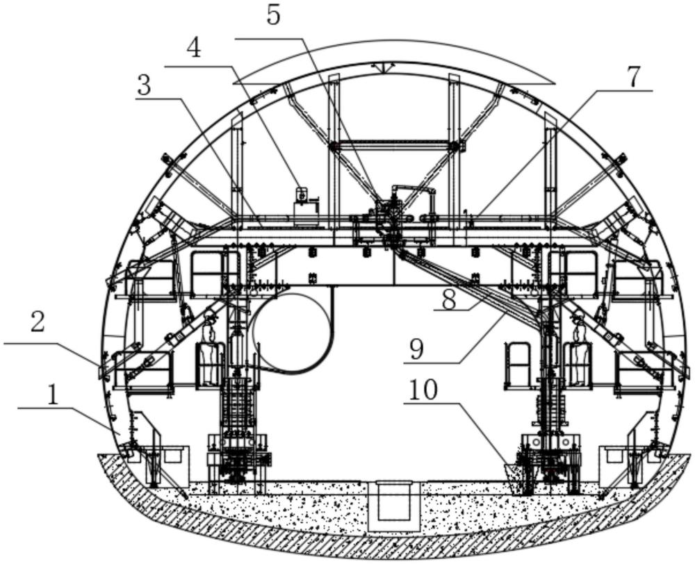 一種大流量隧道用無門架臺車自動旋轉(zhuǎn)澆筑布料裝置的制作方法