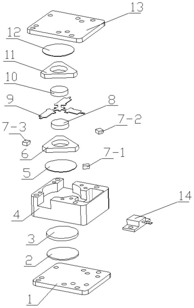 一種微波6KW高峰值功率低損耗帶線隔離器的制作方法