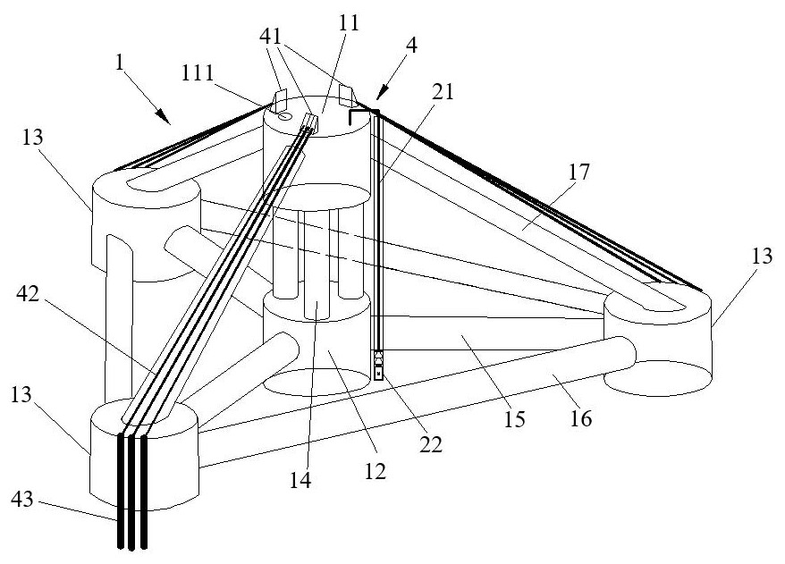 四立柱桁架式張力腿漂浮式風(fēng)機基礎(chǔ)平臺的壓排載裝置的制作方法