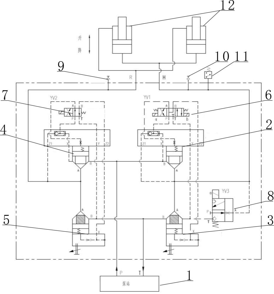 一種縫合機(jī)差動(dòng)液壓回路及控制方法與流程