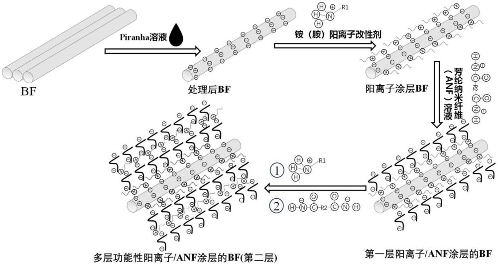 一種通過正負(fù)電荷吸附作用引入的玄武巖纖維涂層的制備方法及應(yīng)用