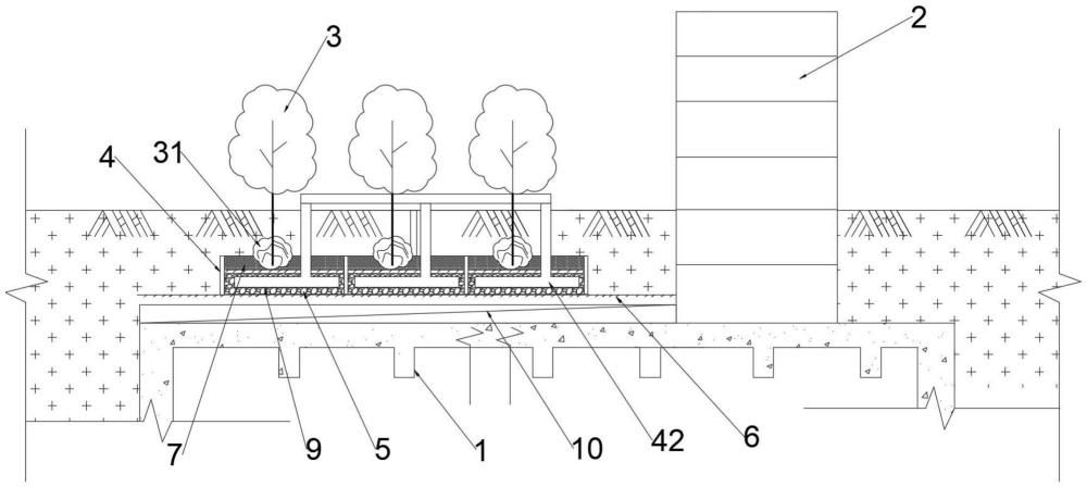 一種防止地下車庫頂部種植物根部積水的施工結(jié)構(gòu)及方法與流程