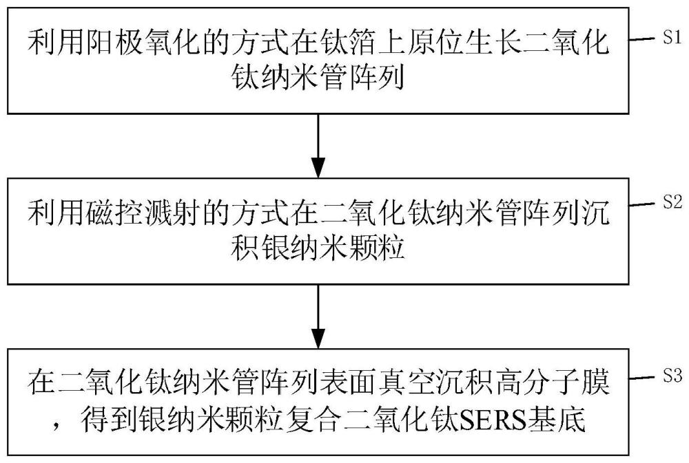 银纳米颗粒复合二氧化钛SERS基底及其制备方法