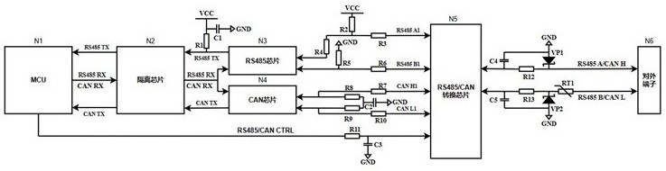 一种应用于智能断路器的RS485/CAN复用电路的制作方法