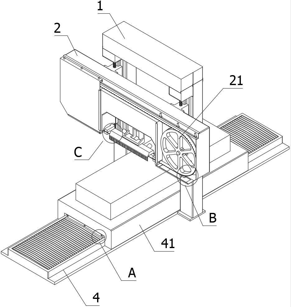 一种龙门卧式带锯机吸罩尘数控升降装置的制作方法