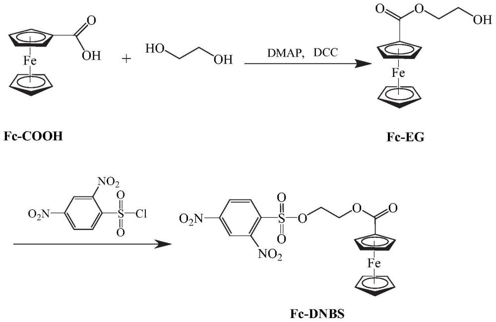 一种二茂铁-2，4-二硝基苯磺酰氯缀合物、制备方法和应用