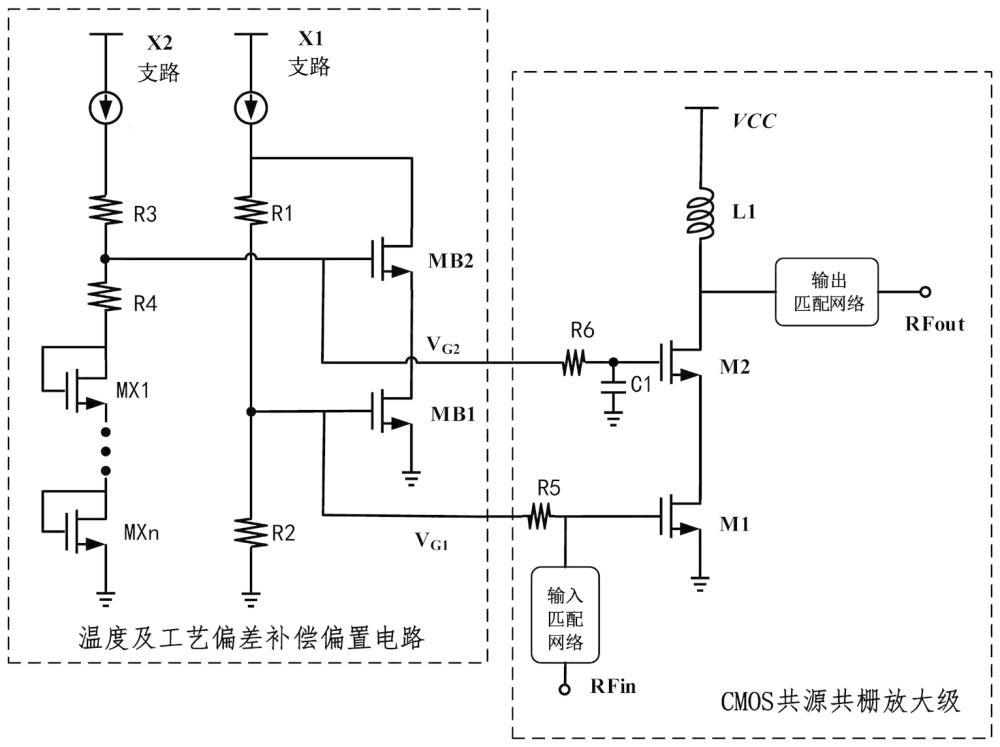 具备温度及工艺偏差补偿的CMOS共源共栅射频放大器的制作方法